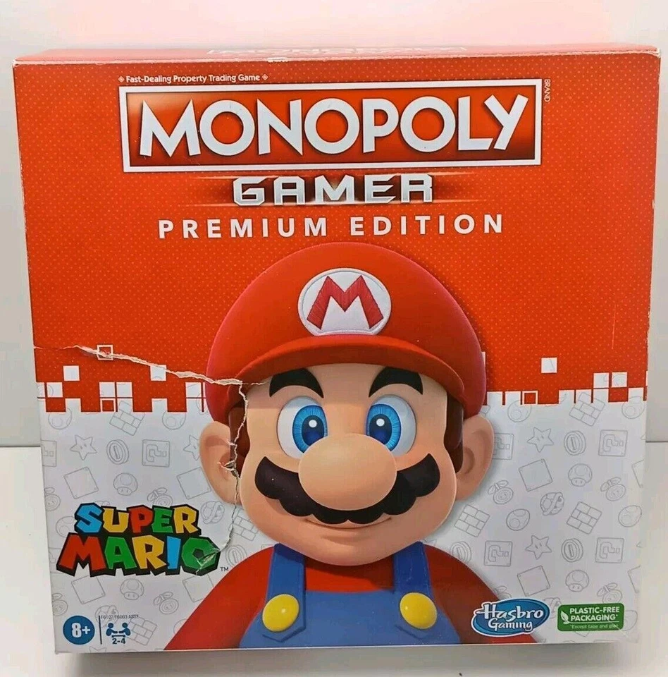 NEW Super Mario Monopoly Gamer Premium Edition Board Game 2022 Damaged Box - Image 1 of 4