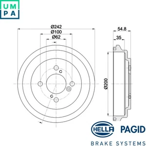 2x BRAKE DRUM 8DT 355 303-291 FOR SUZUKI SWIFTIV K12B 1.2L /AD13AD13AA 1.2L - Picture 1 of 8