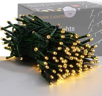 Mini luces decorativas navideñas para iluminación del hogar 66 pies, 200 LED verdes blancas cálidas  Foto 1 de 4