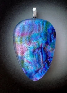Dichroic Glass Pendant Northern Lights Aurora Borealis Rainbow Fused Glass Art - Picture 1 of 10