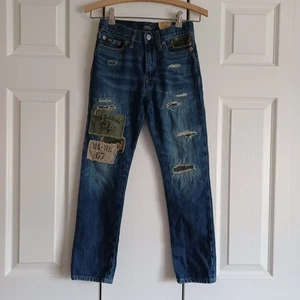 Polo Ralph Lauren 'The Sullivan Slim Jeans' BOYS 10 Distressed Patch Bulldog U.S - Picture 1 of 20