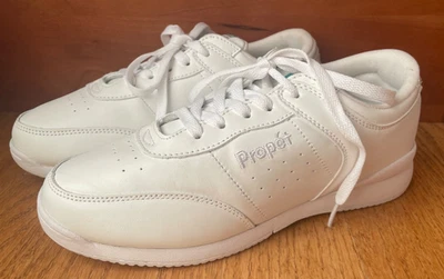 Propet 女式 W3804 Life Walker 运动鞋 8 码白色皮革从未穿过 — 第 1/4 张图片