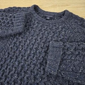 Men's M Lands' End Fisherman Cableknit Lambs Wool Long Sleeve Pullover Sweater - Picture 1 of 8