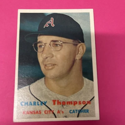 1957 Topps #142 Charley Thompson Kansas City a’s mark on back  - Image 1 of 4
