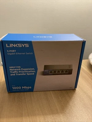 Linksys 5-Port Gigabit Ethernet Switch Model SE3005 Plug and Play 1000Mbps - Image 1 of 4