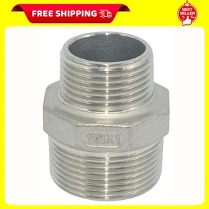 1-1/4" x 1" Male Threaded Stainless Steel NPT Reducing Nipple Fitting - Picture 1 of 7