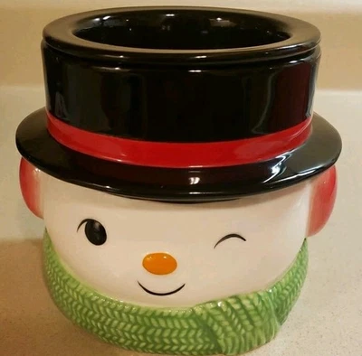 Refrigerador de imersão de cerâmica piscando boneco de neve Hallmark 2 peças - Imagem 1 de 4