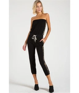 n:philanthropy Womens Drawstring Waist Romper Jumpsuit, Black, Medium - Picture 1 of 3