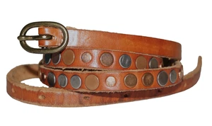 Vintage GAP Zeder hellbraun Leder schmal Silber & Kupfer Nieten Gürtel MEDIUM - Bild 1 von 10
