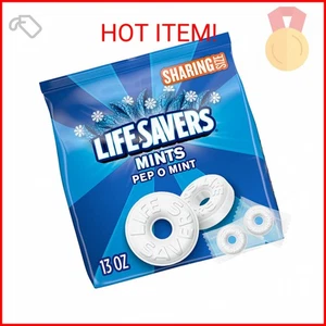 Caramelos duros LIFE SAVERS Pep-O-Mint Breath Mints, tamaño compartido, bolsa de 13 oz - Imagen 1 de 2