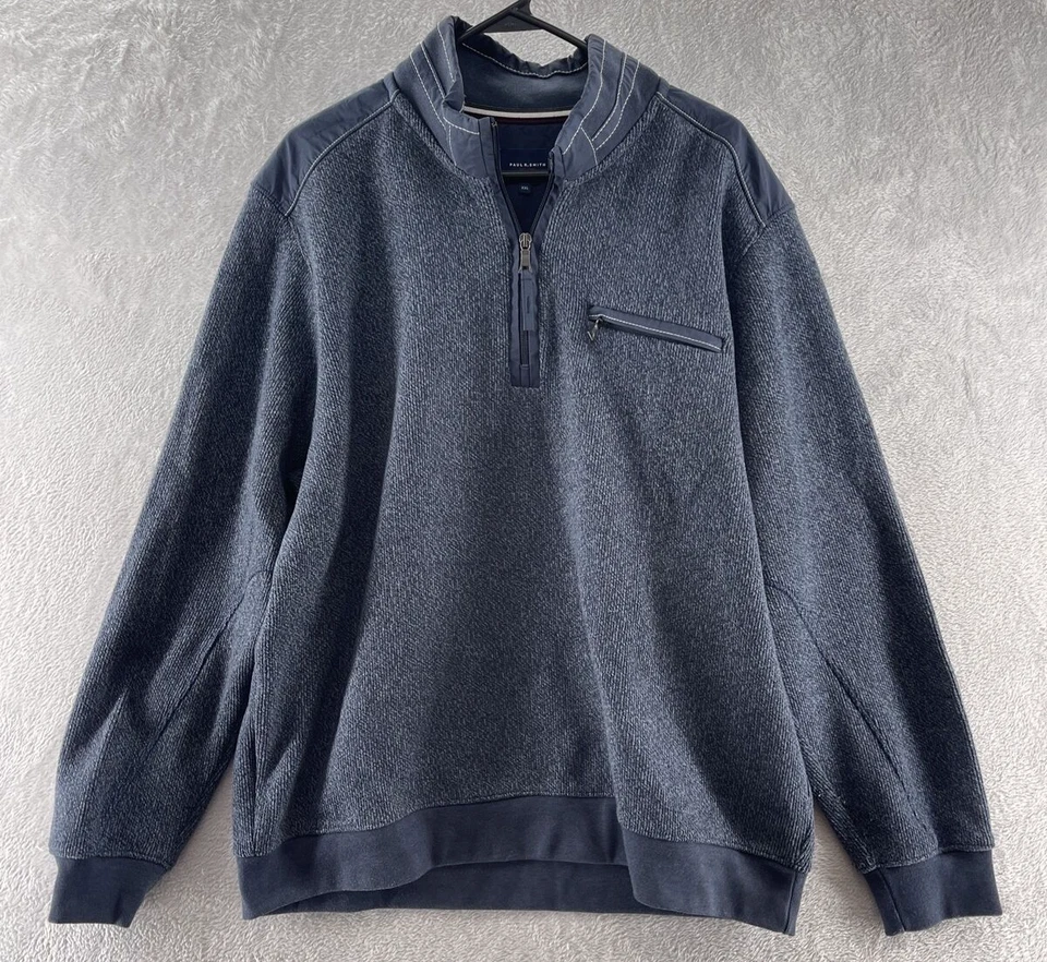 Paul R Smith Sudadera Para Hombre XXL Azul Pizarra Cuarto Cremallera Polar Pullover Foto 1 de 4