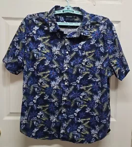 Nautica Navy Blue Hawaiian Floral Short Sleeve Button Up Shirt Mens XXL - Picture 1 of 4