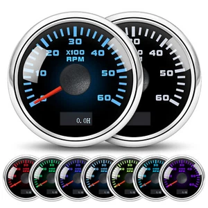 52mm Waterproof Tachometer 0-6000RPM with Hourmeter for Boat Car Truck ATV SUV - Imagen 1 de 15