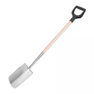 PROFI EDELSTAHL Gartenspaten Spaten Rund Metallstiel Feldspaten INOX - Bild 1 von 1