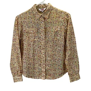 Roper Western Rodeo Shirt Blouse L 10-12 Sequin Covered Bling Pearl Snap Beige - Picture 1 of 9