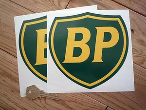 BP Coachline Shield Car STICKERS 150mm Pair Race RACING Bike Classic Fuel Petrol - Picture 1 of 1