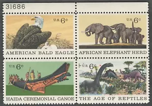 US. 1387-90. Natural History Issue. 1390a. Plate Block of 4. MNH. 1970 - Picture 1 of 2