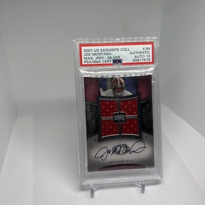 JOE MONTANA 2007 EXQUISITE COLL. MAXIMUM Jersey Game Worn Signature Silver /75 - Image 1 of 4