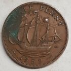 Old Coin 1959 Ship Halfpenny British 