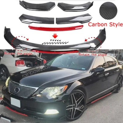 For Lexus LS460 LS430 Carbon Fiber Style Red Front Bumper Spoiler Lip Splitter Foto 1 de 4