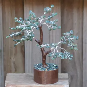 Green Aventurine Bonsai Crystal Gemstone Tree 200mm Tall Crystal Chips Tree - Picture 1 of 6