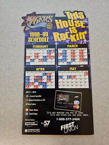 MS20 Philadelphia 76ers 1998/99 NBA Basketball Magnet Schedule - First Union