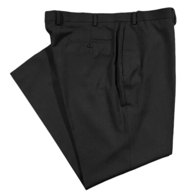Pantalones de vestir Ralph Lauren para hombre 40x30 negros rectos frente plano poliéster rayón Foto 1 de 4