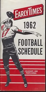 1962 Early Times Whiskey College/Pro Football Taschenbuch Zeitpläne - Bild 1 von 2