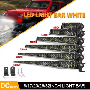 Led Light Bar 2-Rows 8"14" 22" 32"42"52" Led Work light Bar Driving Offroad Car - Picture 1 of 31