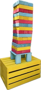 GIANT TUMBLE TOWER GAME 3 COLOR + CRATE & STAND - Picture 1 of 4