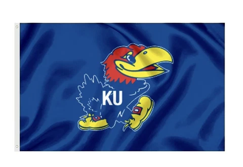 Kansas Jayhawks 3x5 Ft Silkscreen Blue Flag ROCK CHALK! Cover