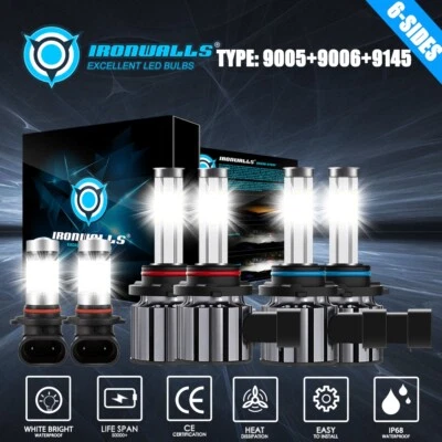 Kit combinado de 6 faros LED Hi/Lo+Niebla 6000K para Chrysler 300 2005-2008 2009 Foto 1 de 4