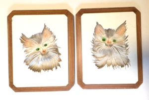 Juego de 2 placas de yeso de arte para gatos arte moderno persa co pintadas a mano 12" x 9,5" - Imagen 1 de 17