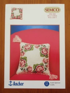 SEMCO ROSE CUSHION CROSS X STITCH CHART 6904 1002 ANCHOR COATS SPENCER CRAFTS - Picture 1 of 5