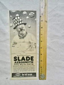 1974 AEROSMITH concert ad NYC Felt Forum vintage w/ slade MSG - Picture 1 of 2