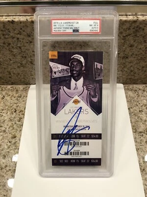 Karl-Anthony Towns Signed NBA DEBUT Ticket Stub Psa/Dna Slab 8 Dual 9 Mint Auto - Image 1 of 4