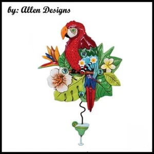 Stunning POLLY PARROT Designer Pendulum Wall Clock by Allen Designs Gift - Picture 1 of 4
