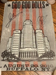 Goo Goo Dolls Poster Print SIGNED Rzeznik Takac 8/20/2016 Buffalo Darien Lake - Picture 1 of 4