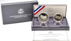 Silver Proof USA Coin Set Mount Rushmore Pair Dollar and Half BOX + COA - Picture 1 of 3