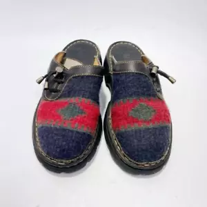 Double H Boots 6.5 Southwestern Blanket Style VTG Leather Clogs Slip On Western - Picture 1 of 6