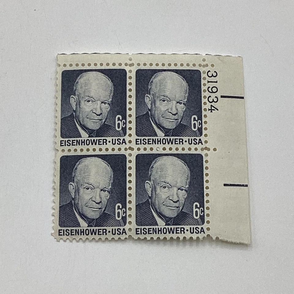 MNH 1970 US President Dwight Eisenhower 6¢ US Postage 4 Stamp Block 31934 MINT - Image 1 of 4
