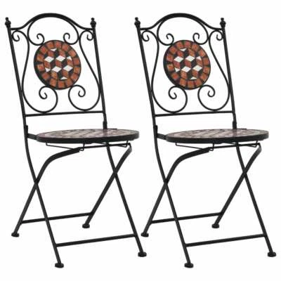 Mosaic Bistro Chairs 2 pcs Brown Ceramic vidaXL - Image 1 of 4