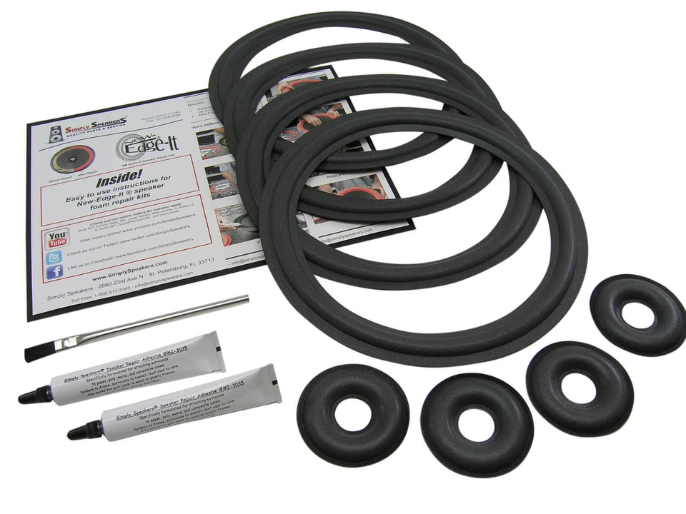 KEF Reference 107 107/2 Woofer Foam Surround Kit + Donut Dust Caps FSK-KEF107C - Image 1 of 4