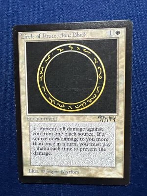 MTG **Artist Signed** Beta Circle of Protection Black M/NM, Jesper Myrfors, 1993 - Image 1 of 2