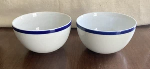 Set Of 2 Williams Sonoma Brasserie Blue Single Stripe 5.5" Soup Cereal Bowls - Picture 1 of 16