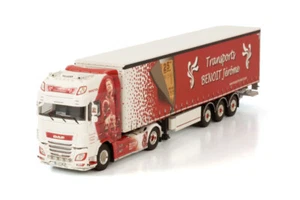 WSI 1/50 FOR DAF XF CAB 4X2 CURTAIN SIDE TRAILER-3 AXLE TRANSPORTS BENOIT JÉRÔME - Picture 1 of 4