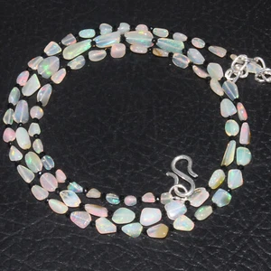 33CRTS  ETHIOPIAN OPAL NUGGETS & BLACK SPINEL FACETED BEADS NECKLACE #937 - Picture 1 of 3