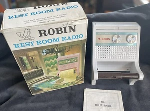 NOS MCM Robin Rest Room Radio & Toilet Paper Dispenser WHITE Works Complete! VTG - Picture 1 of 15