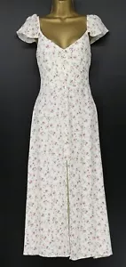 REFORMATION NATURAL BAXELY FLORAL WOMENS MIDI DRESS UK 8 US 4 WHITE RRP £280 HH - Picture 1 of 8