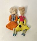 Pair Vintage Grecon Little People Yarn Wire Dolls 2 Dollhouse Figures England